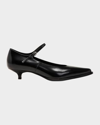 Decollete Leather Ankle-Strap Pumps