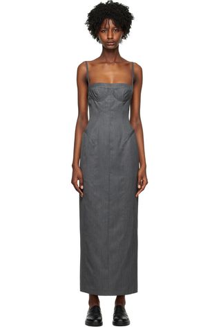 Gray Corset Maxi Dress