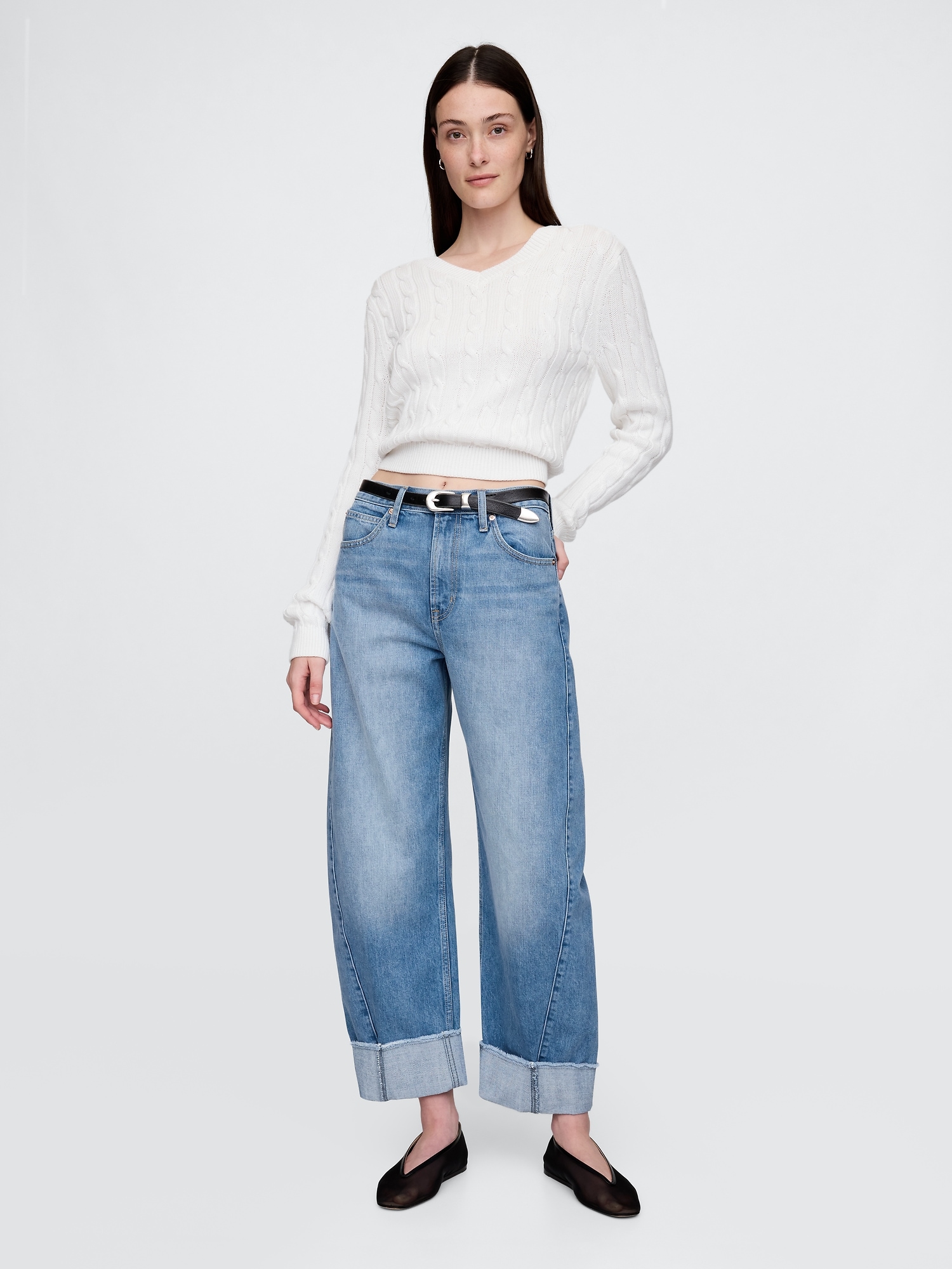 Gap, High Rise Cuffed Barrel Jeans