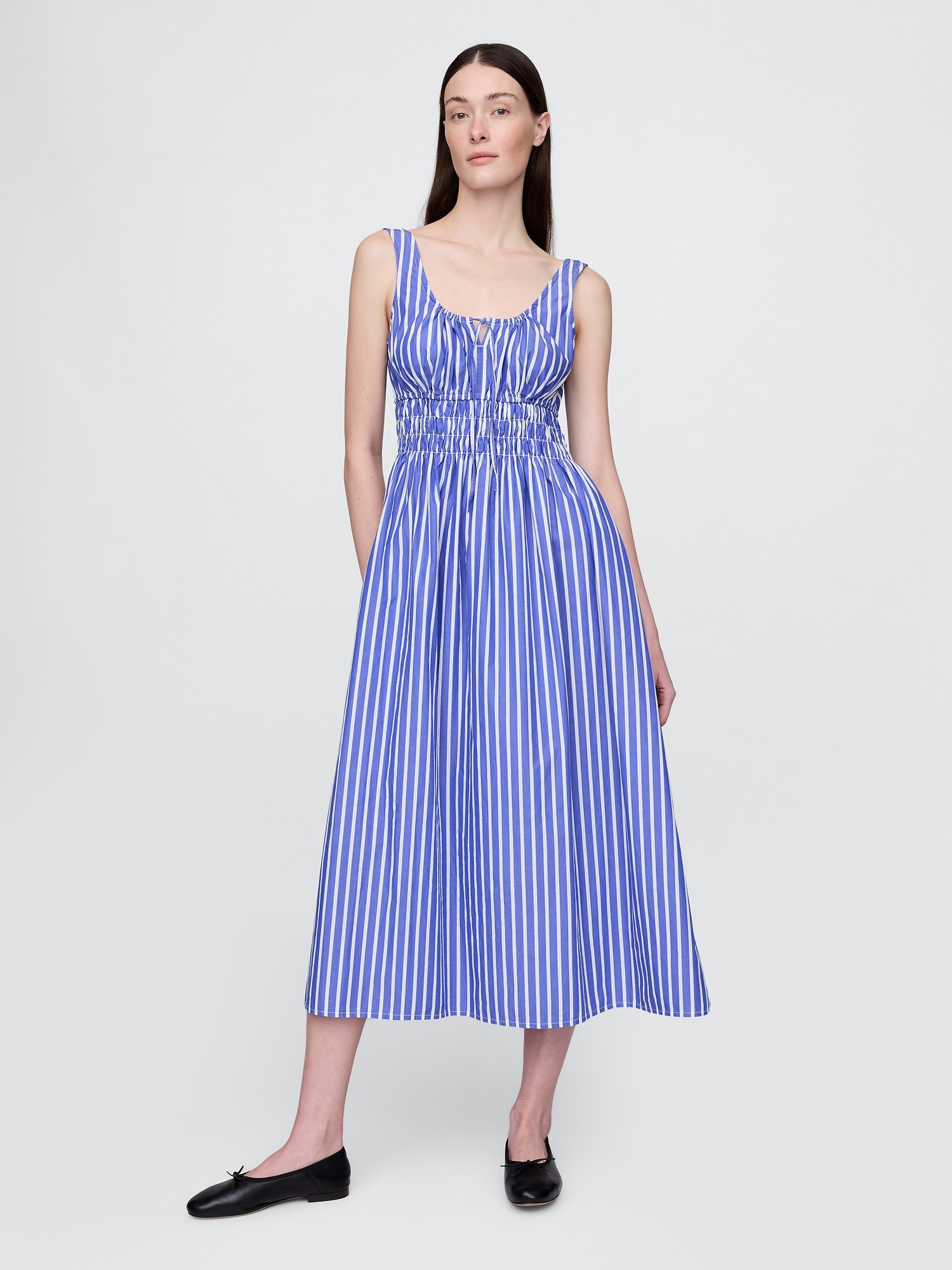 Gap, Poplin Smocked Midi Dress