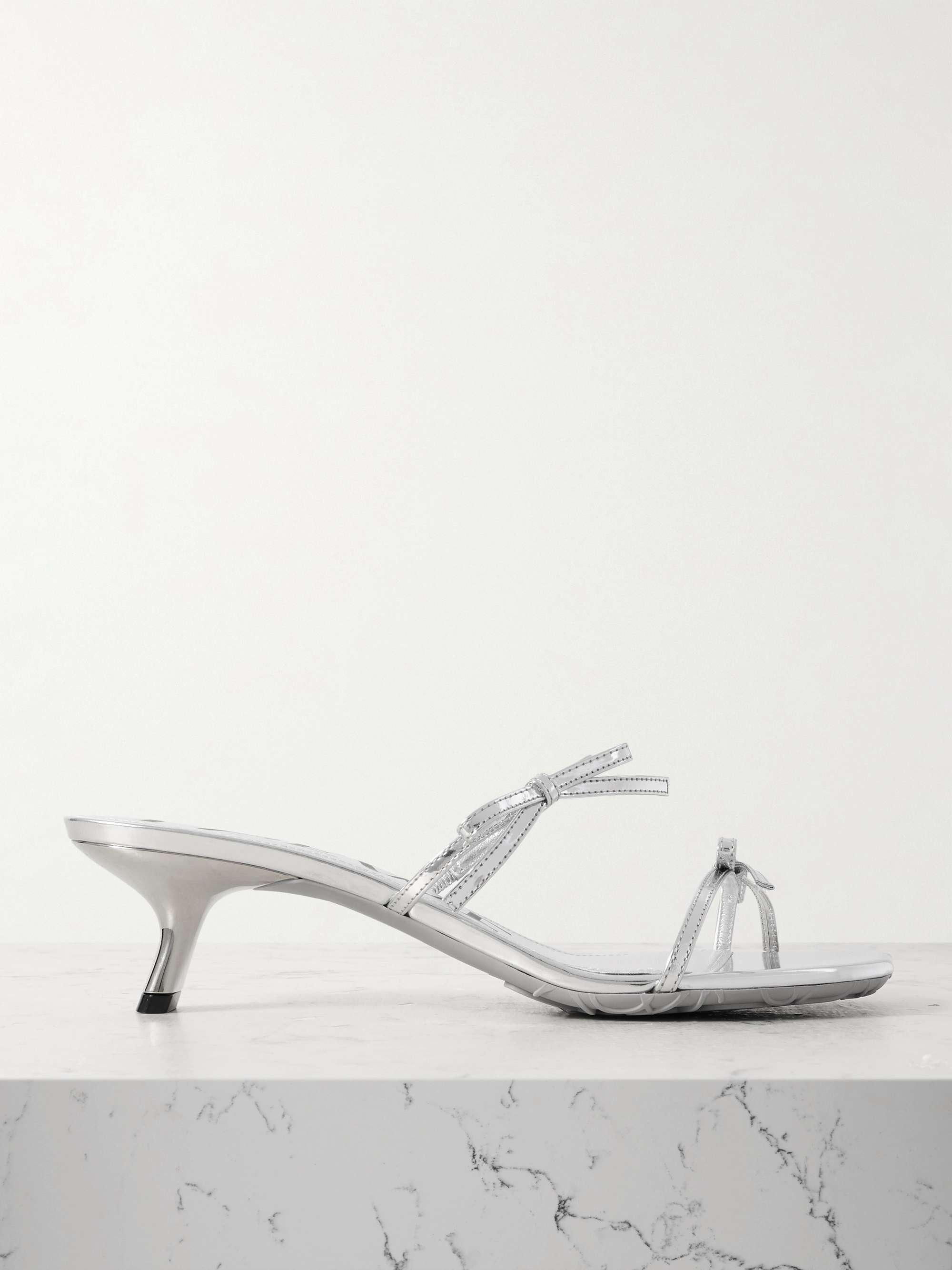 Petal Bow Metallic Leather Sandals