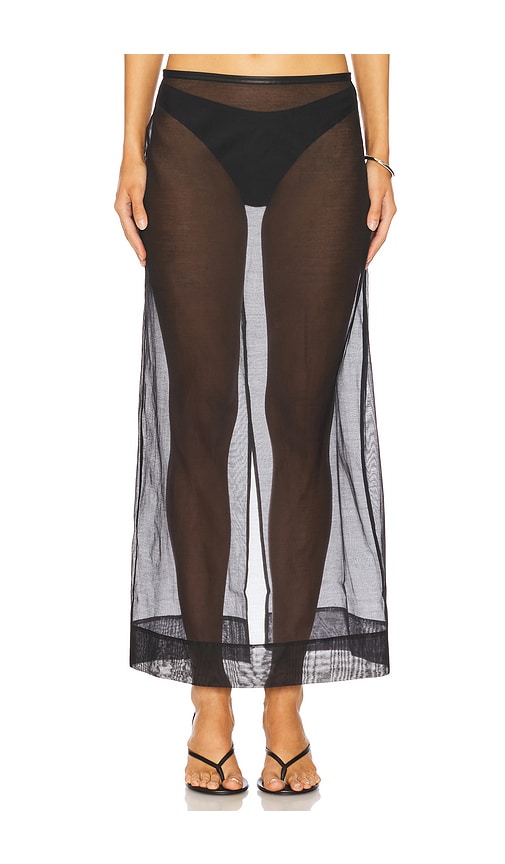 Sheer Leather Trim Skirt