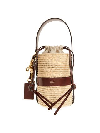 Small Kerala Straw & Leather Bucket Bag