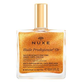 Nuxe Huile Prodigieuse Shimmer Multi-Purpose Dry Oil - Luxurious Radiant Glow and Hydration for Face, Body & Hair, 1.6 Fl Oz