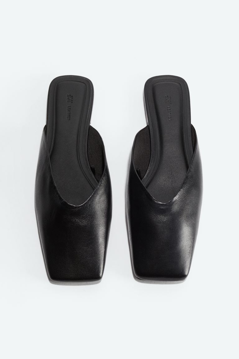 Square-Toe Leather Mules