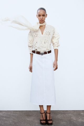Blouse With Floral Embroidery