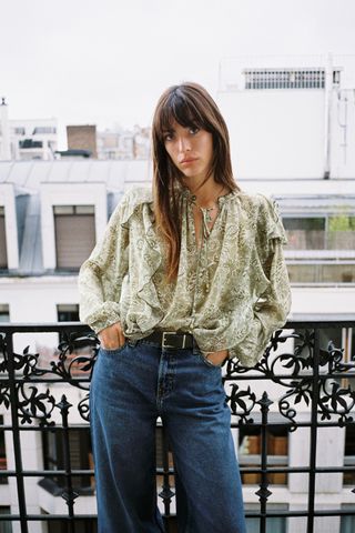 Printed Blouse With Ruffles