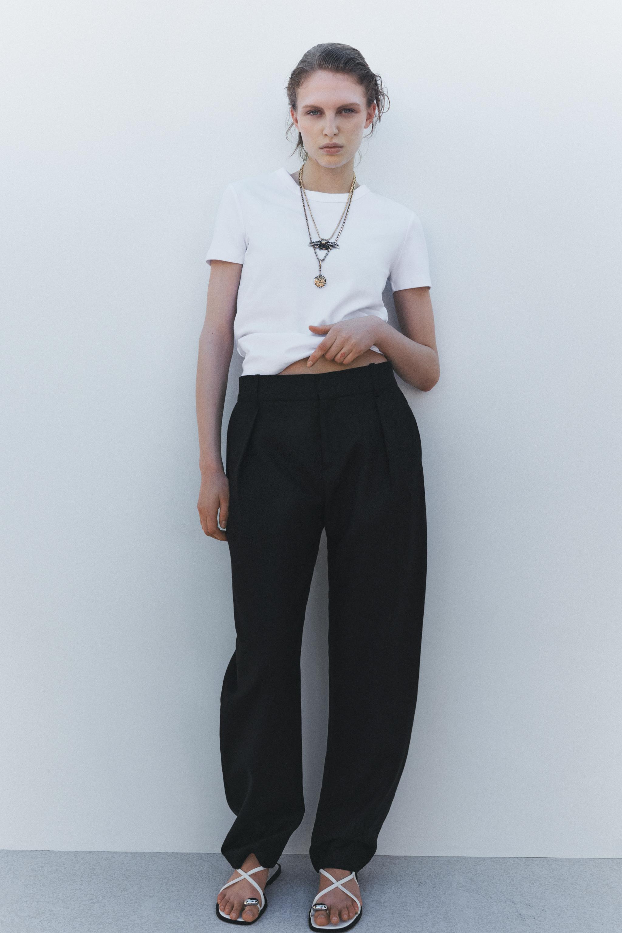 Zw Collection Linen Barrel Trousers