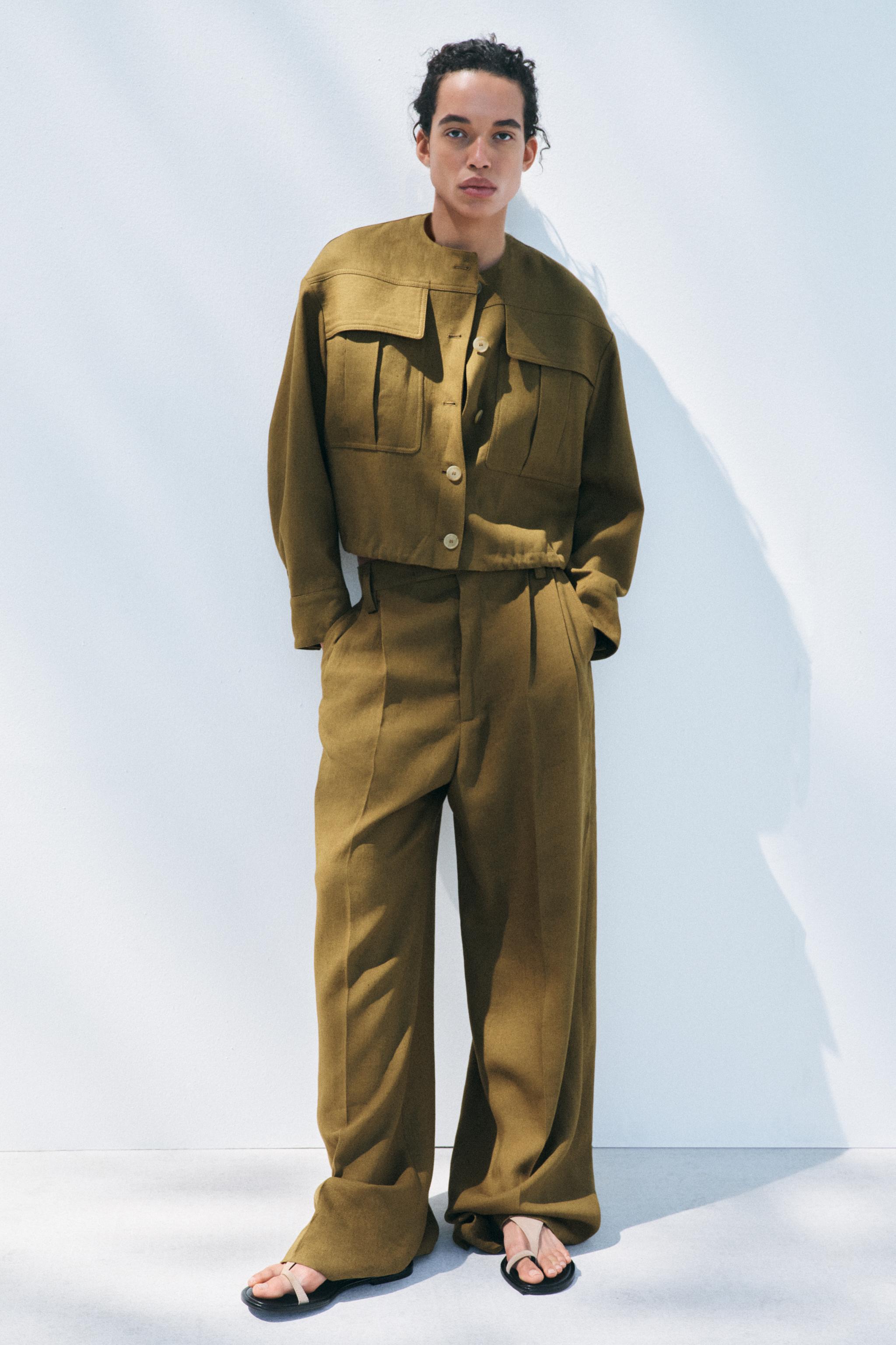 Zw Collection Darted Linen Blend Trousers