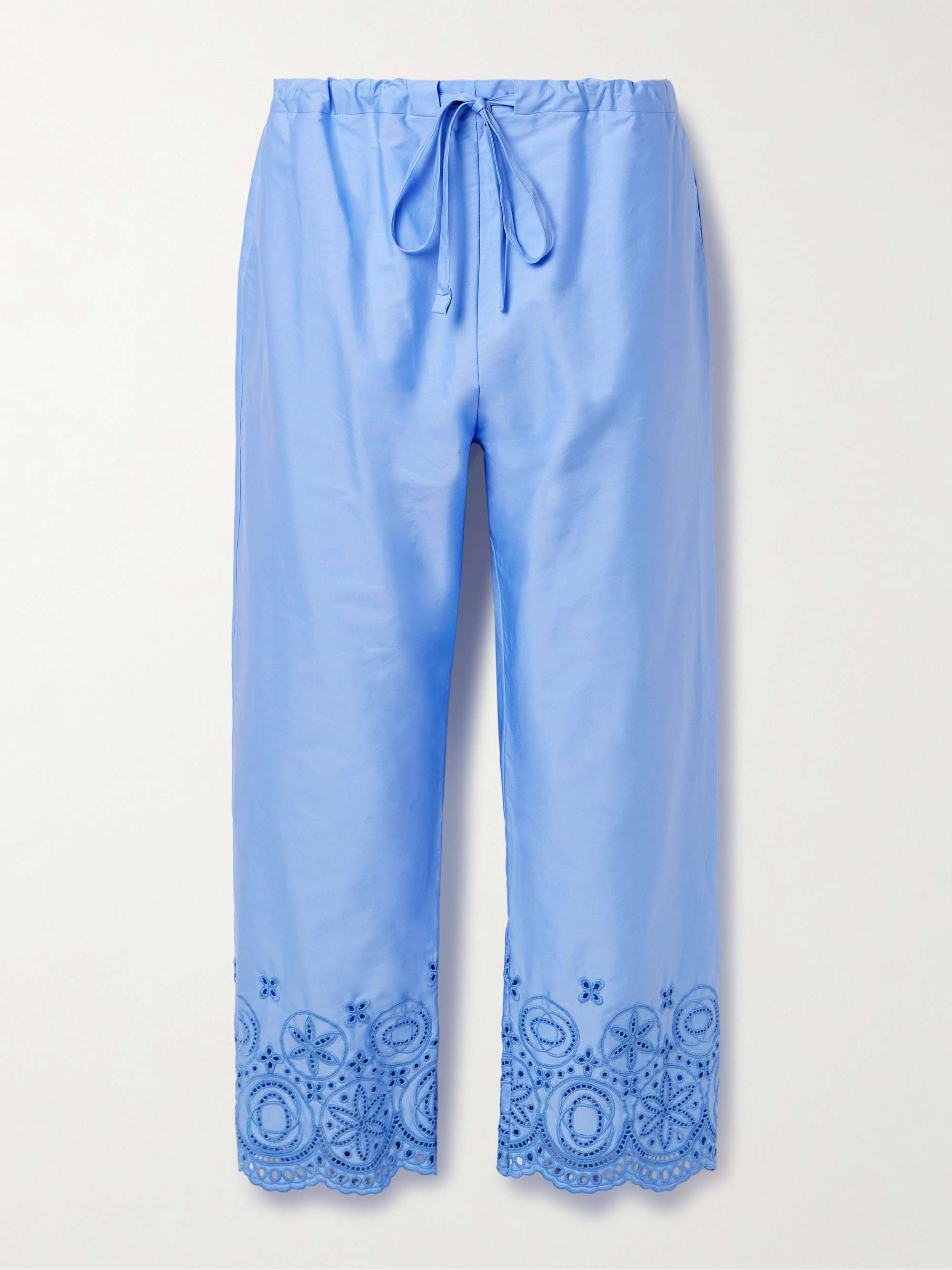 Broderie Anglaise Cotton-Blend Poplin Straight-Leg Pants