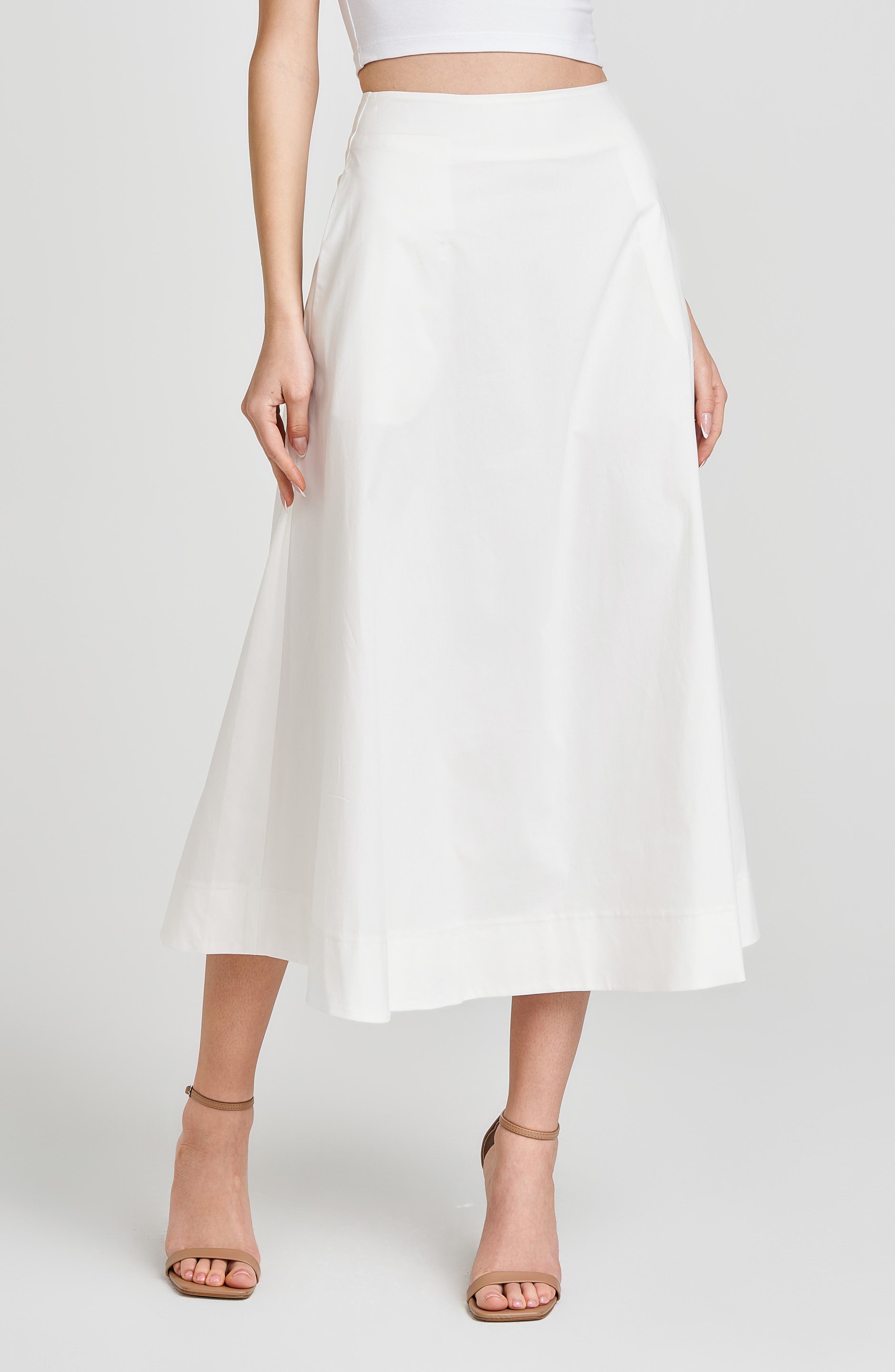 WAYF, Lilly Stretch Cotton Midi Skirt
