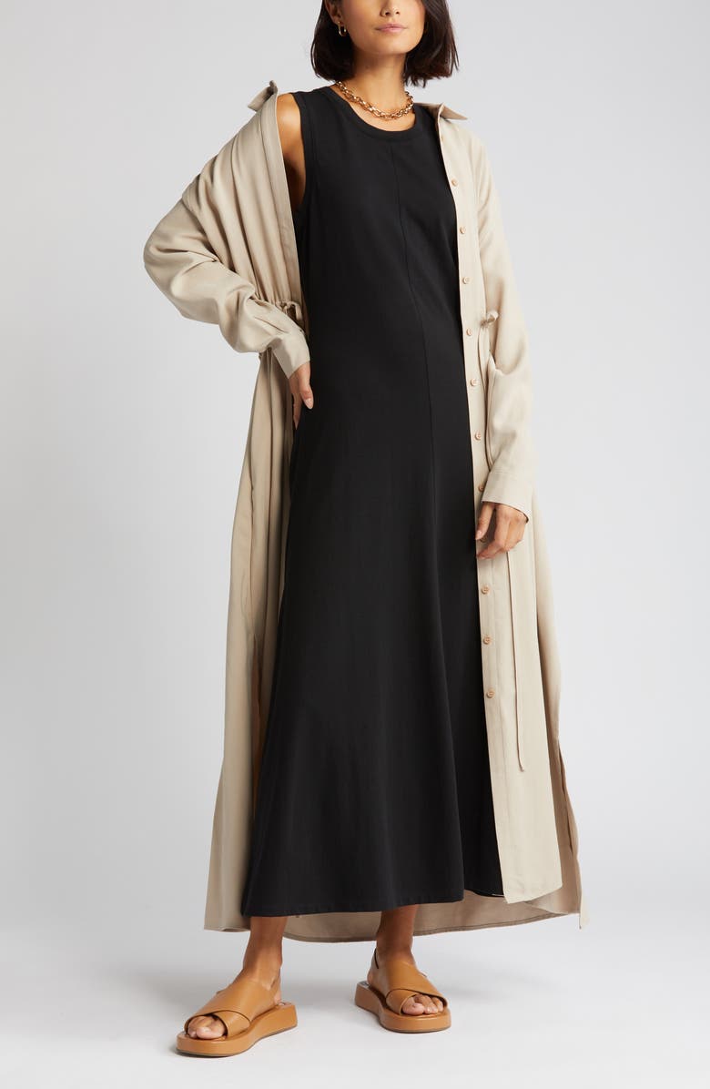 Sleeveless Cotton Blend Dress