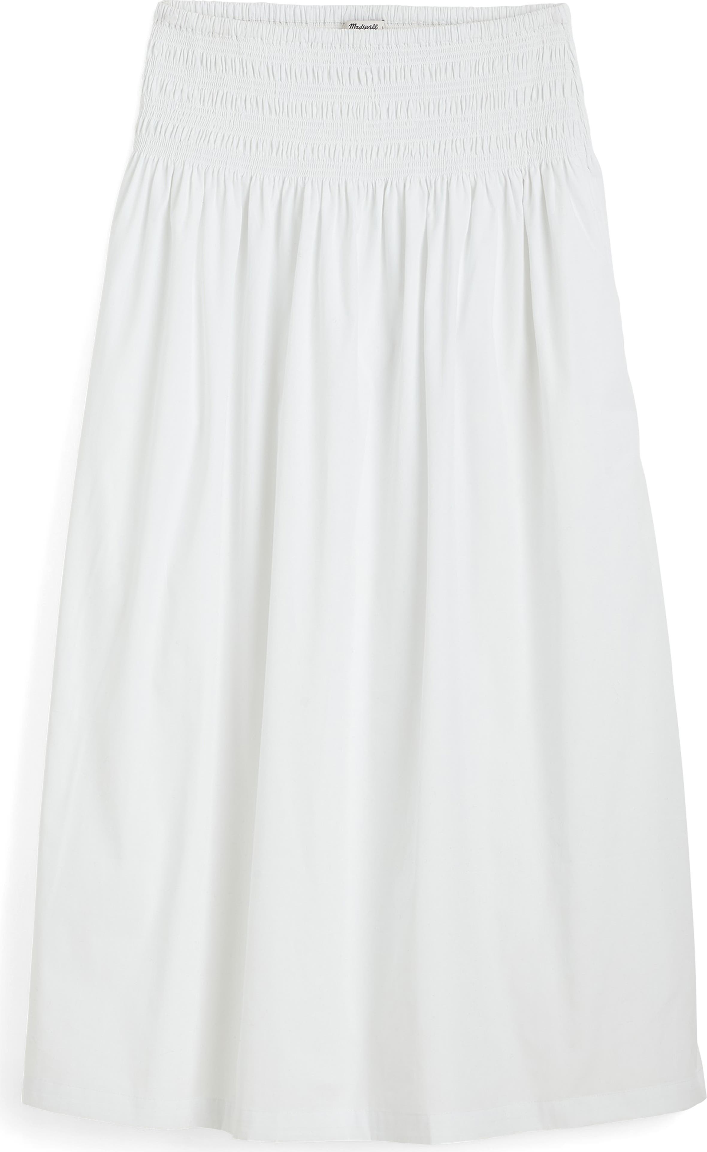 Madewell, Smocked Waist Cotton Poplin Midi Skirt