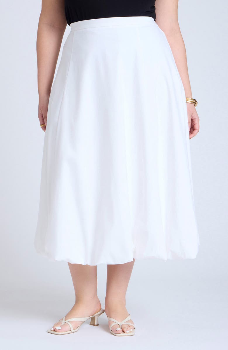 Poplin Bubble Hem Midi Skirt