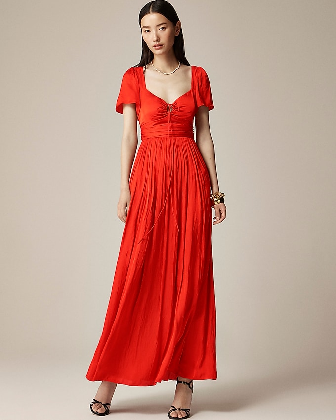 Collection Flutter-Sleeve Maxi Dress in Luster Georgette