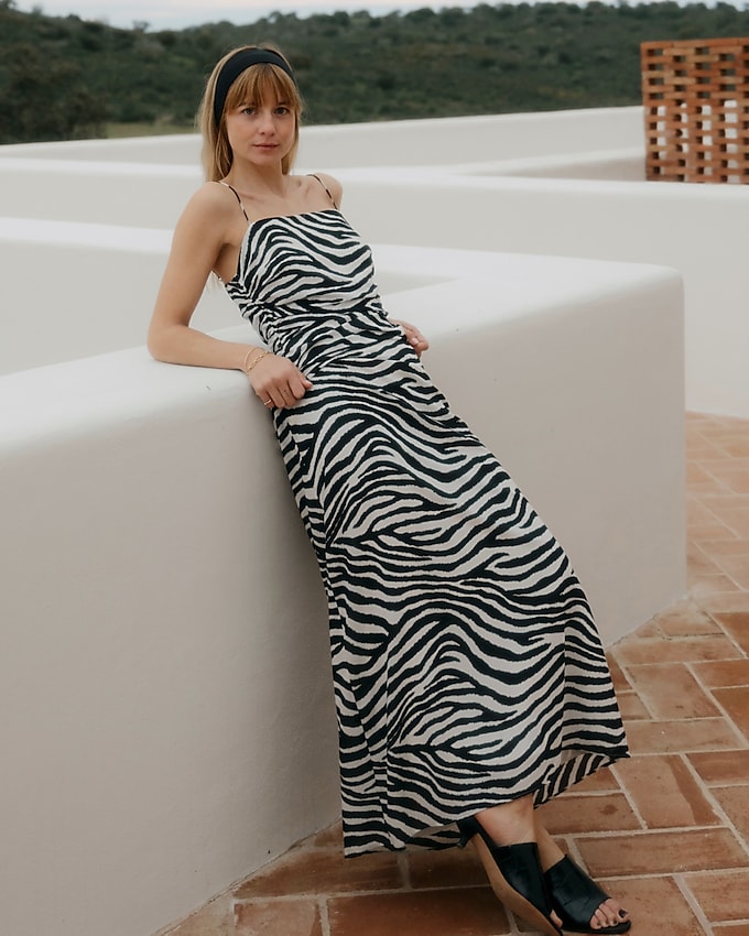 Collection Ruched Maxi Dress in Zebra Print