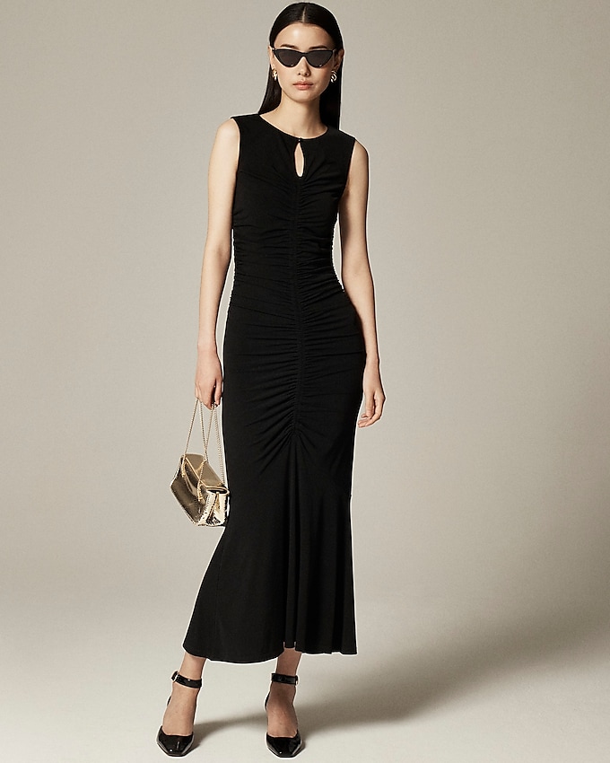 Ruched Center-Seam Dress in Matte Jersey