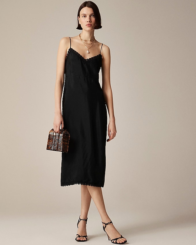 Natasha Crochet-Trim Slip Dress