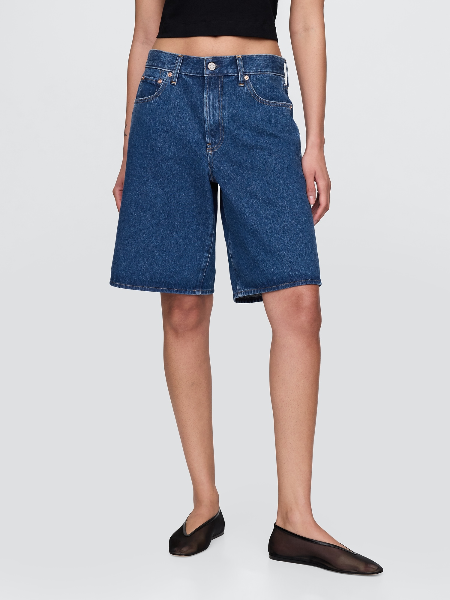 Gap, 11" Mid Rise Longline Denim Shorts
