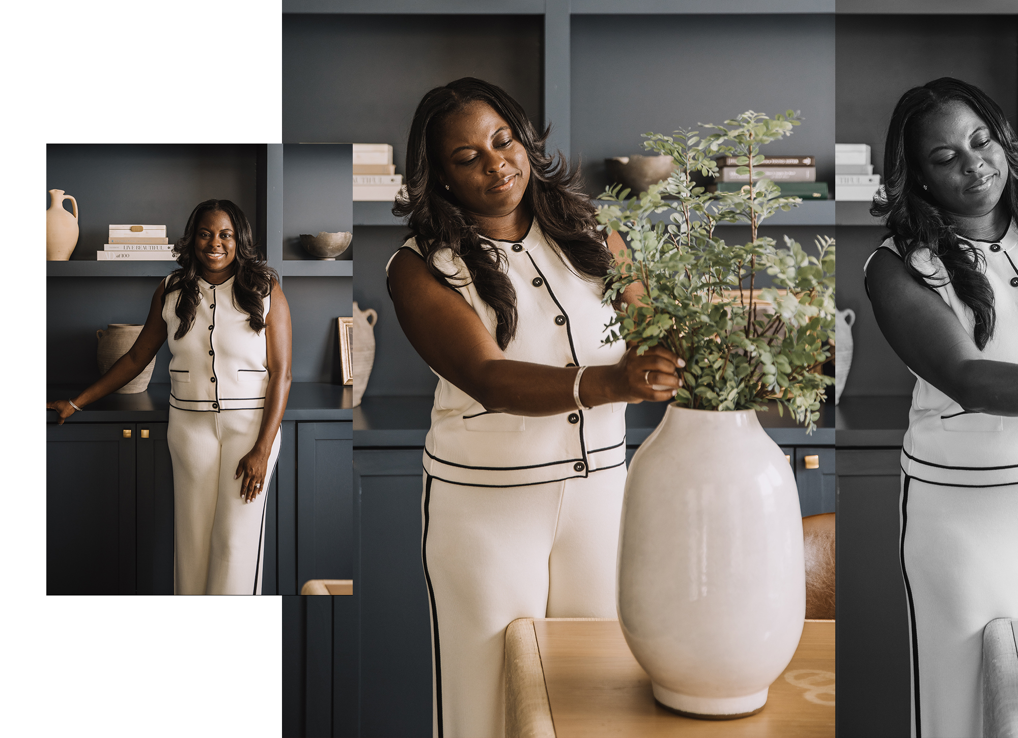 Jasmine Crockett posing in her home