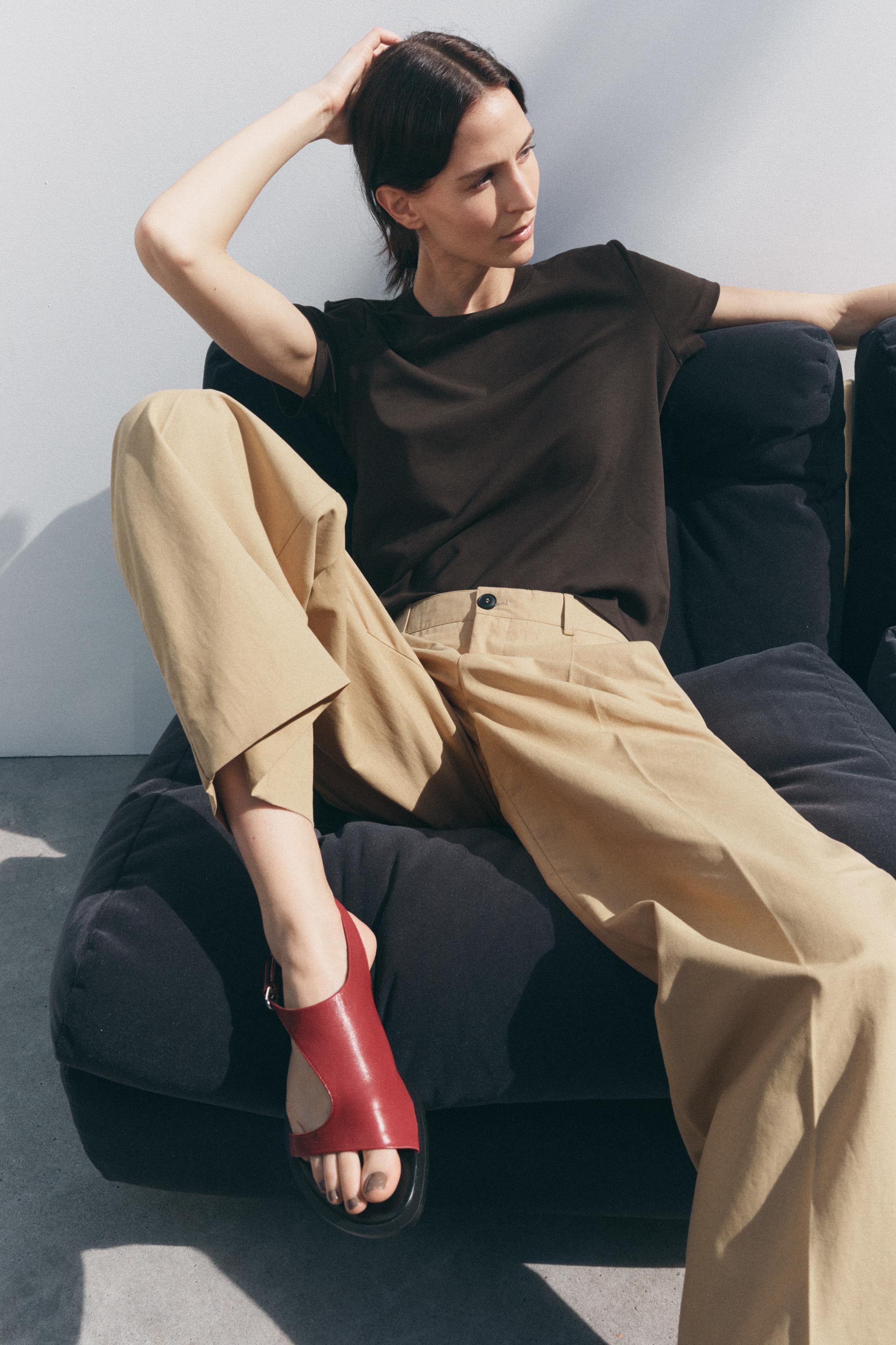 Asymmetric Flat Leather Sandals