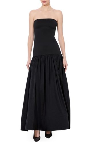 Oriana Strapless Mixed Media Maxi Dress