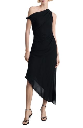 Asymmetric Draped Chiffon Gown