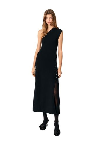 Asymmetric Knit Maxi Dress