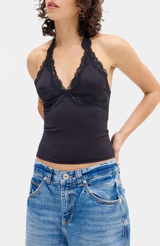 Je T'aime Lace Trim Halter Top