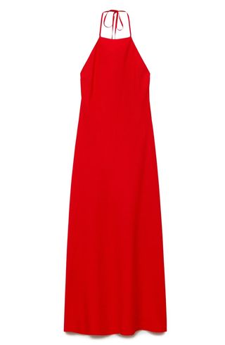 Halter Linen Blend Maxi Dress