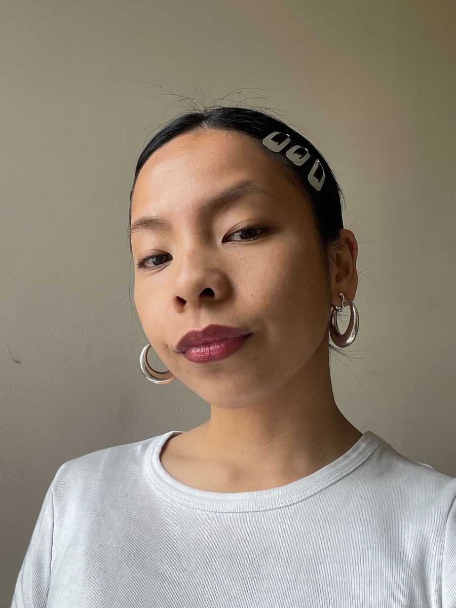 Jerrylyn wearing Hermes Silky Shine Lipstick in Rouge Grenade