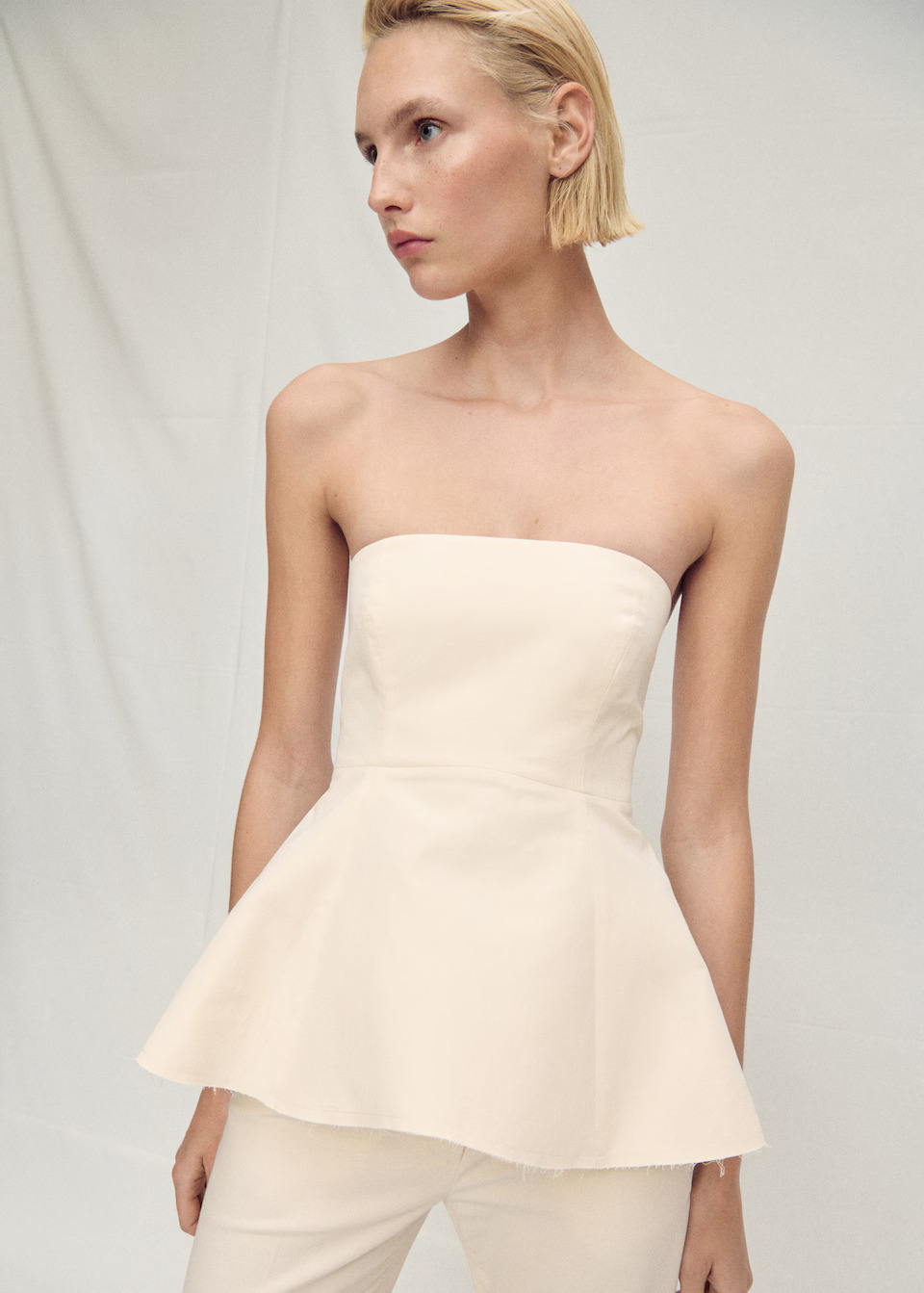 MANGO, Strapless Peplum Top - Women | Mango United Kingdom