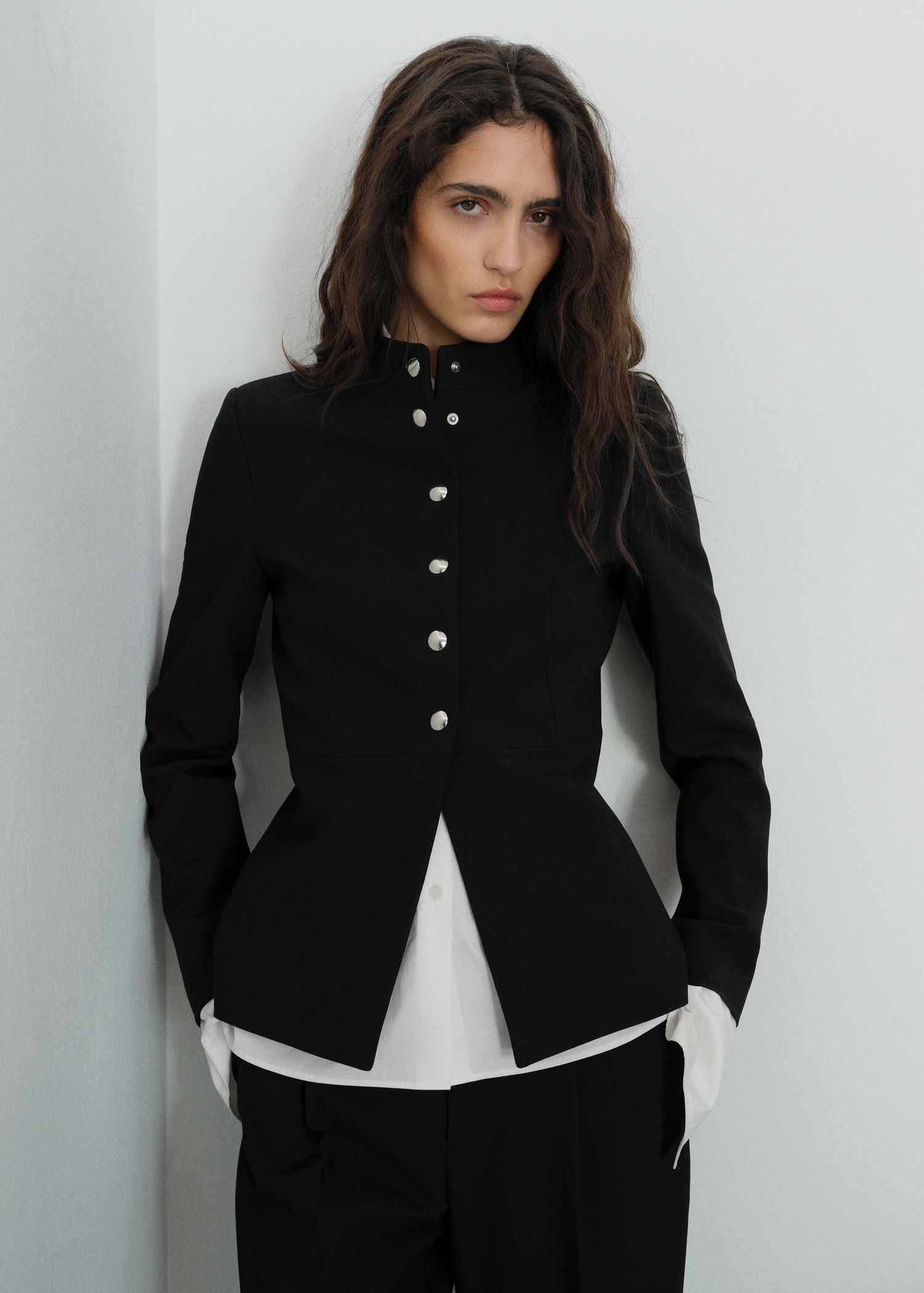 MANGO, Jacket With Jewel-Button Strip Collar