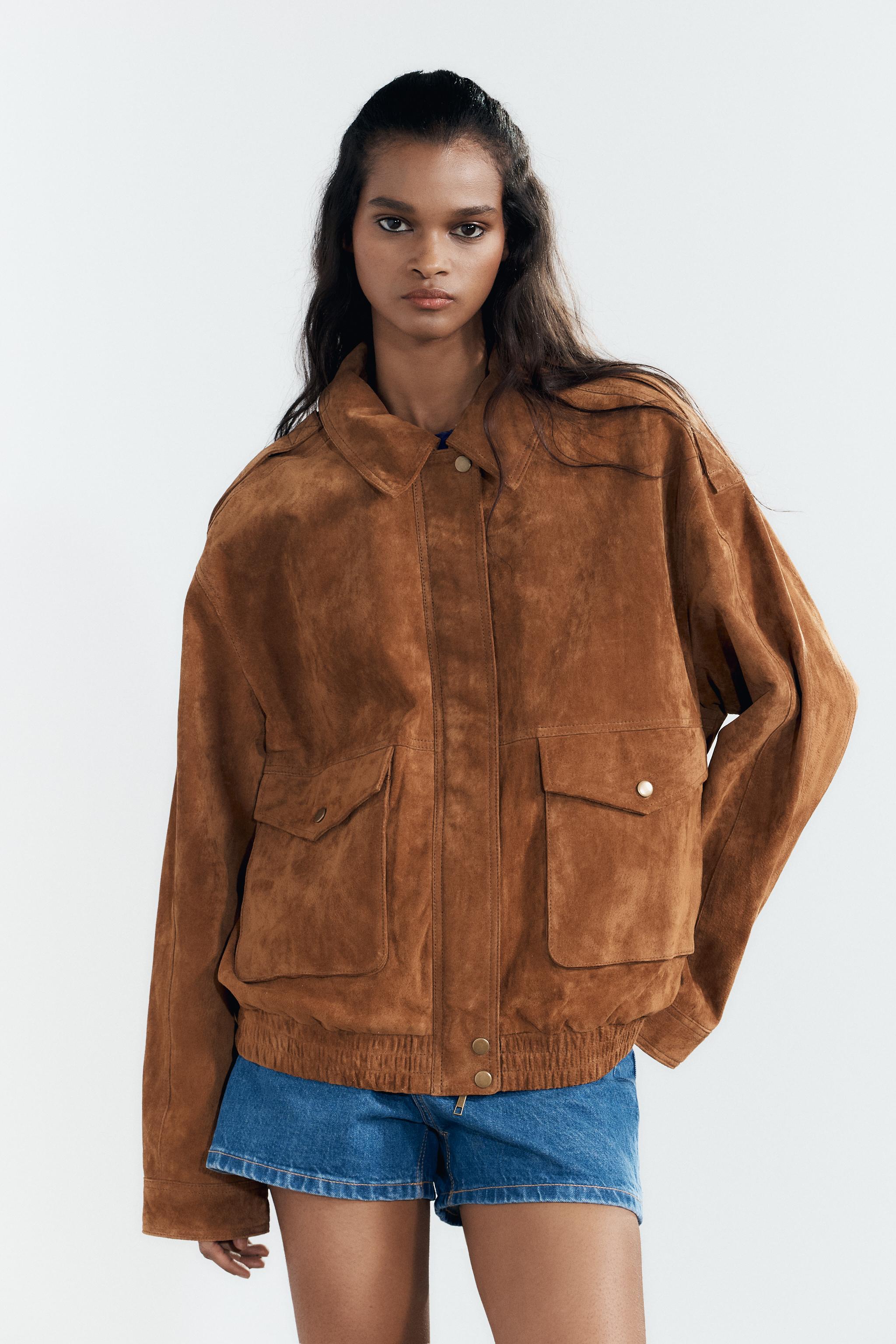 100% Suede Bomber Jacket With Pockets
