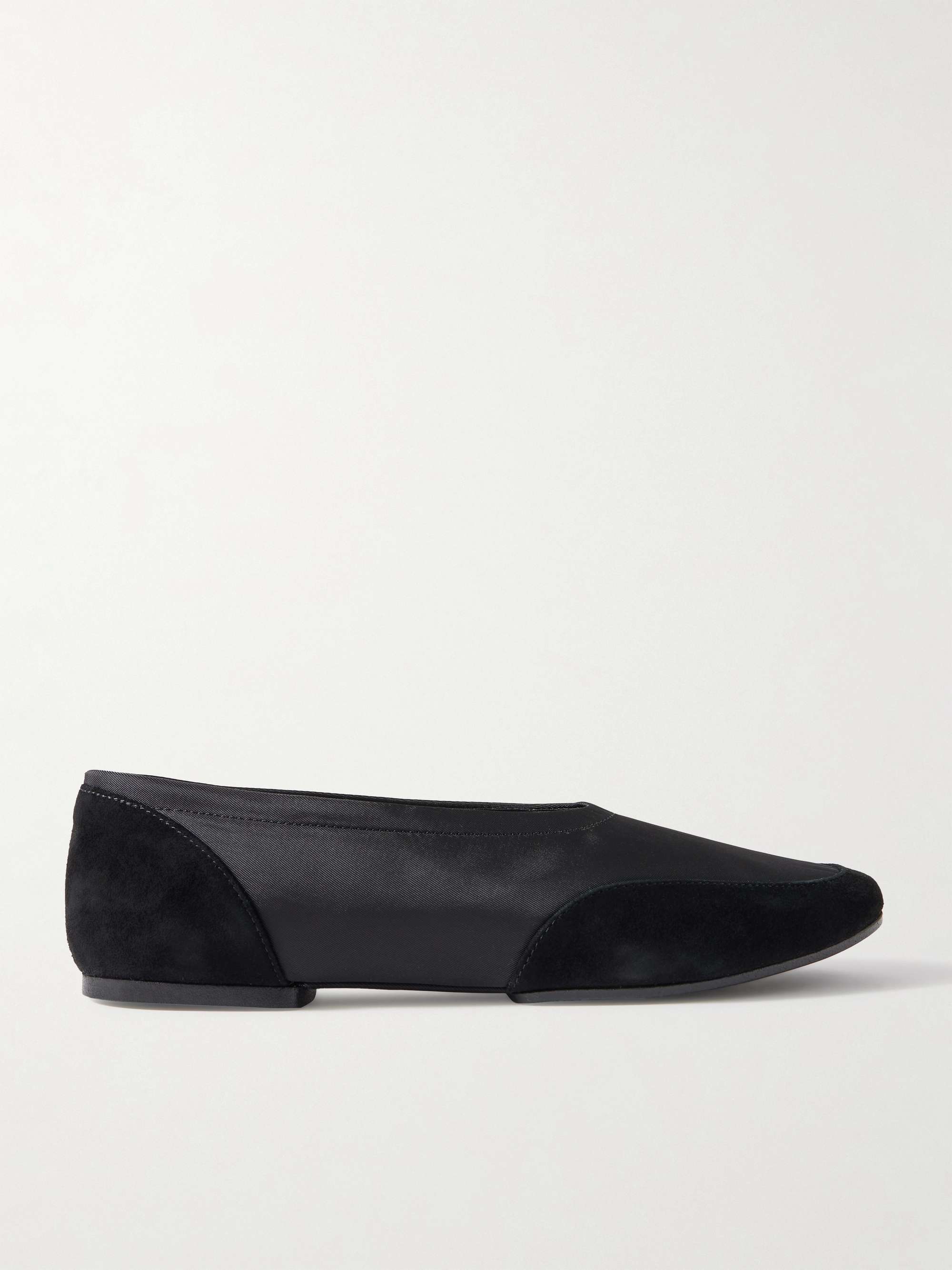 Alba Sport Suede-Trimmed Shell Ballet Flats