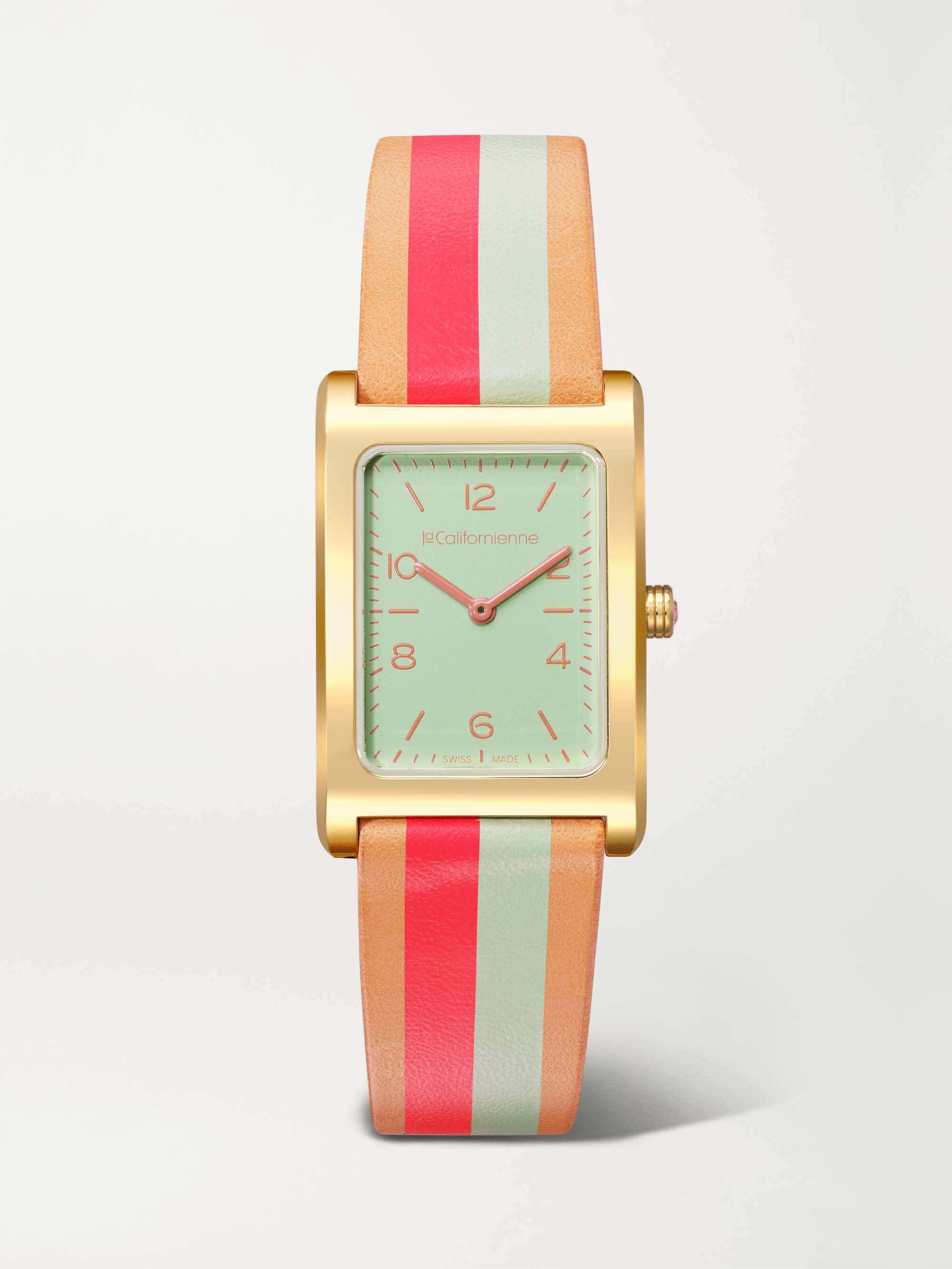 Daybreak 24mm Gold-Tone Striped Leather Watch
