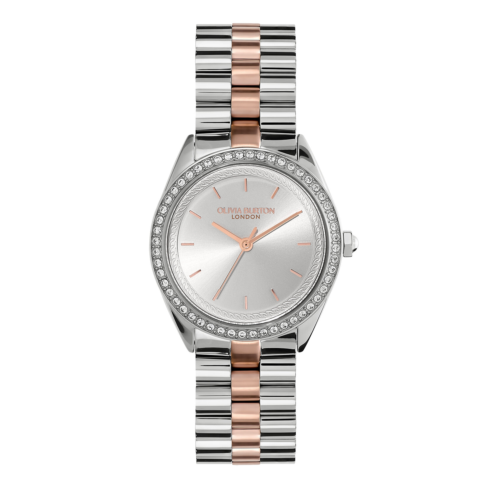 34mm Bejewelled Silver & Two Tone Bracelet Watch
