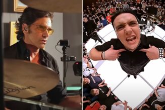John Stamos plays Papa Roach's "Last Resort" on drums as he hears it for first time