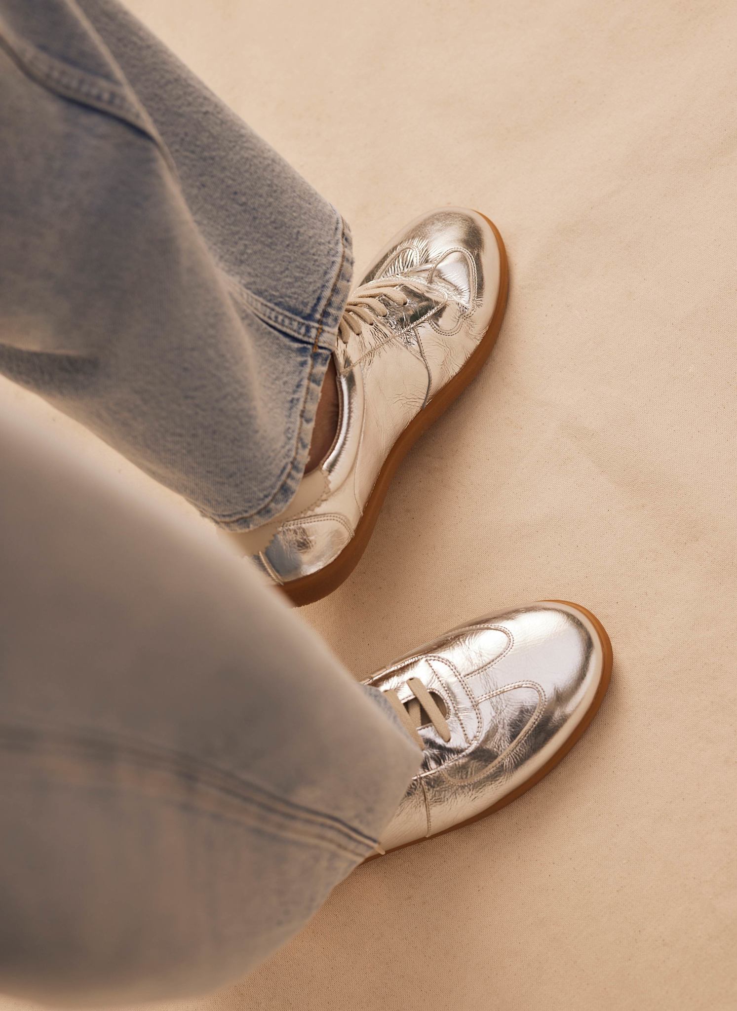 Mia Silver Leather Trainers