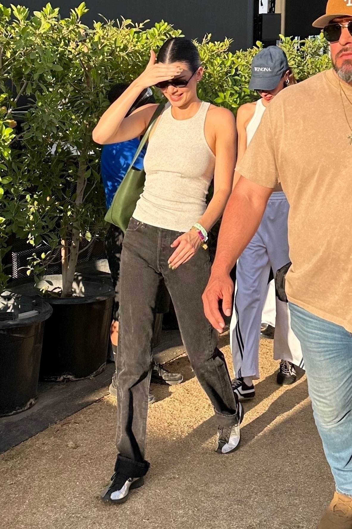 Kendall Jenner wears silver trainers