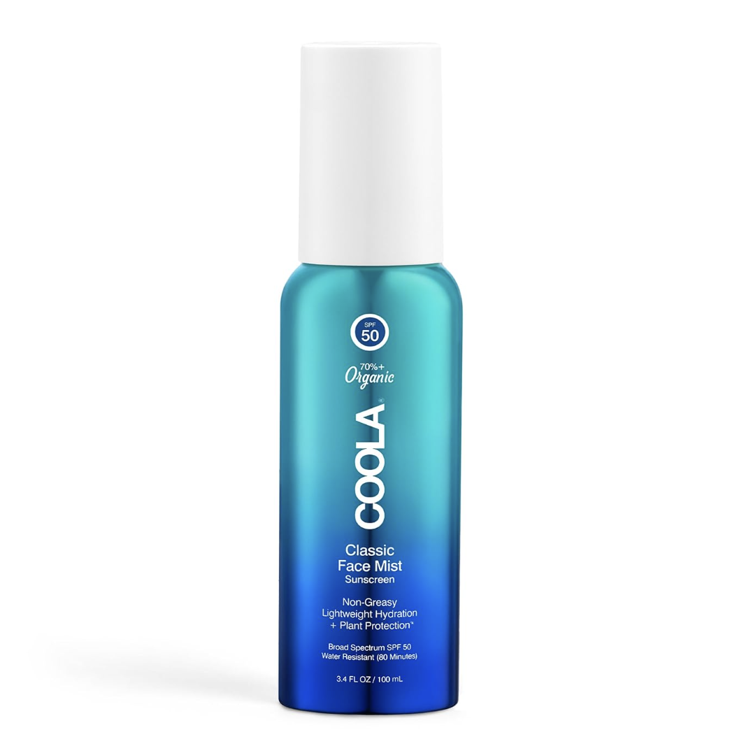 Coola Organic Sunscreen Spf 50 Sunblock Face Mist, Dermatologist Tested Skin Care for Daily Protection, Vegan and Gluten Free, Natural Fragrance, 3.4 Fl Oz