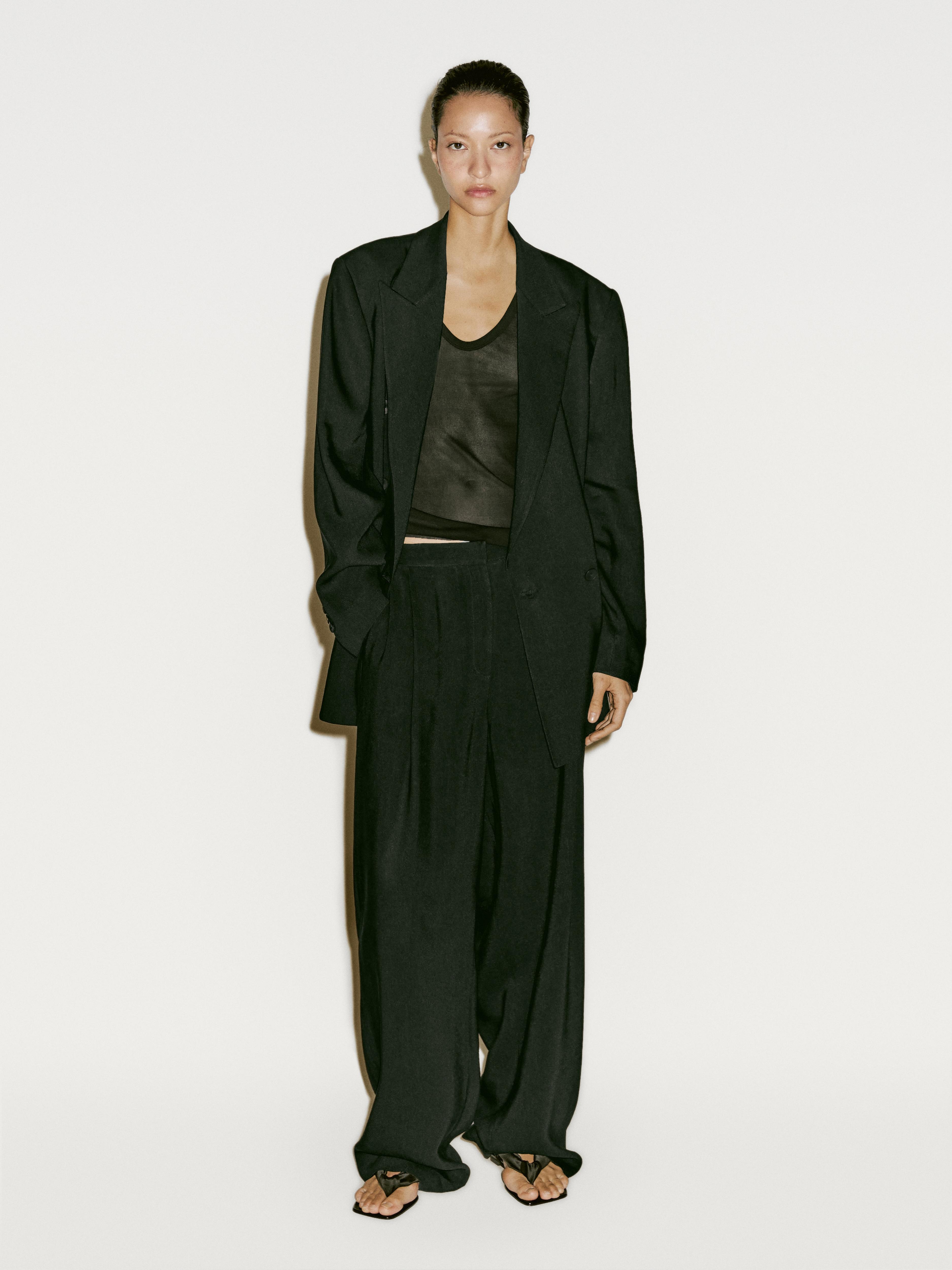 Massimo Dutti, Linen Blend Darted Suit Trousers - Limited Edition