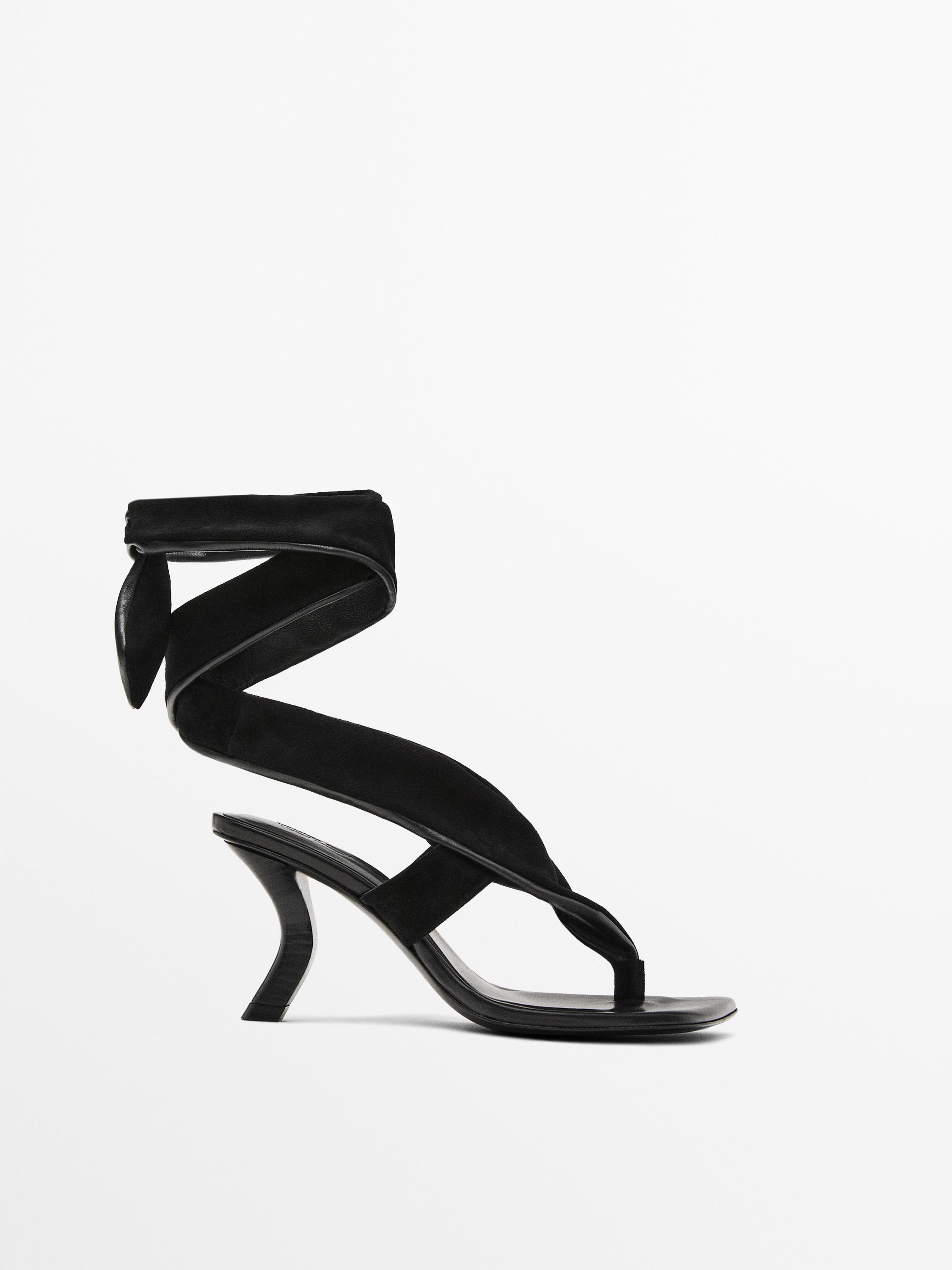 massimo dutti, Suede High-Heel Sandals
