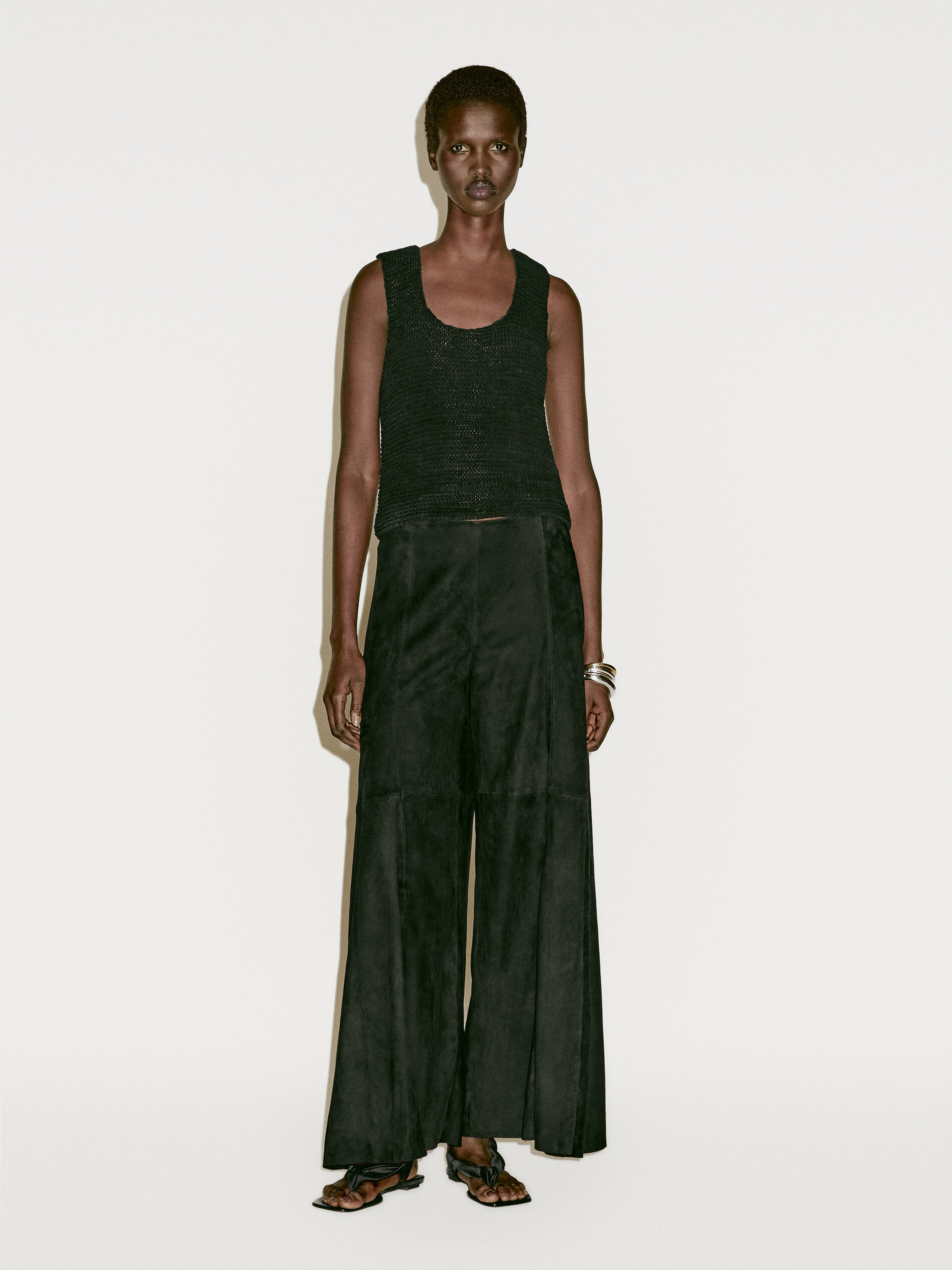 Wide-Leg Suede Leather Trousers - Limited Edition