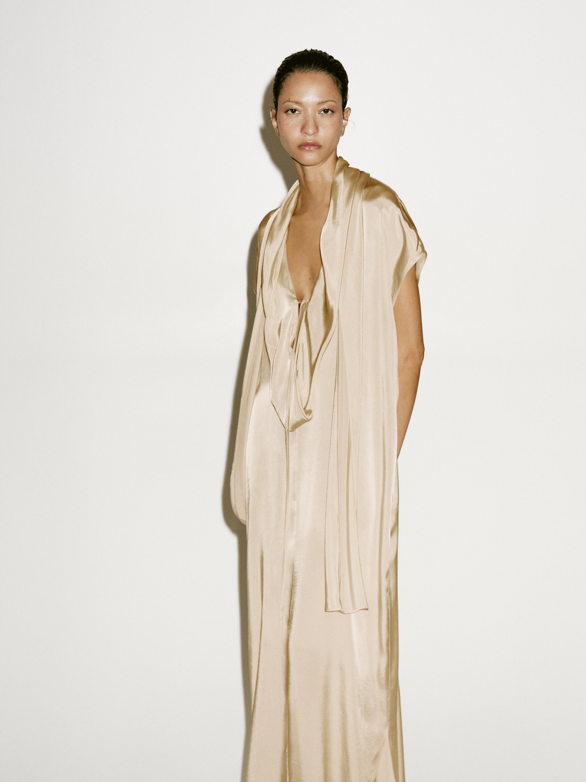 Long Flowing Dress With Scarf Detail - Limited Edition