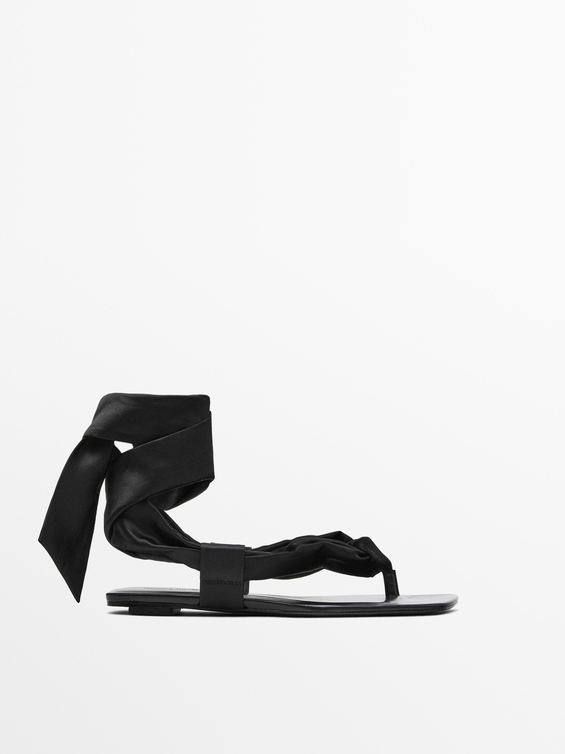 Massimo Dutti, Flat Satin Sandals