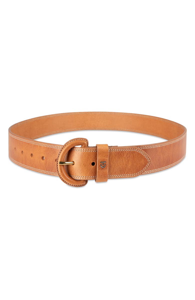 Covered Buckle Leather Belt
