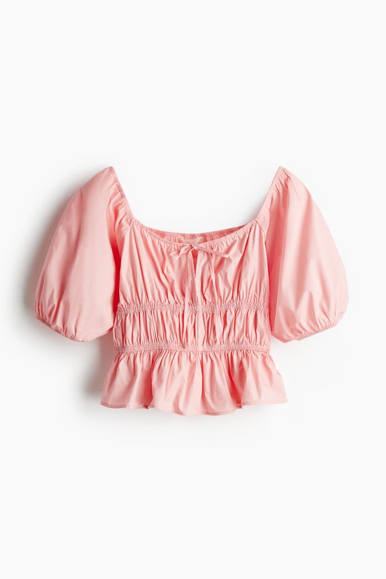 Puff-Sleeved Poplin Blouse