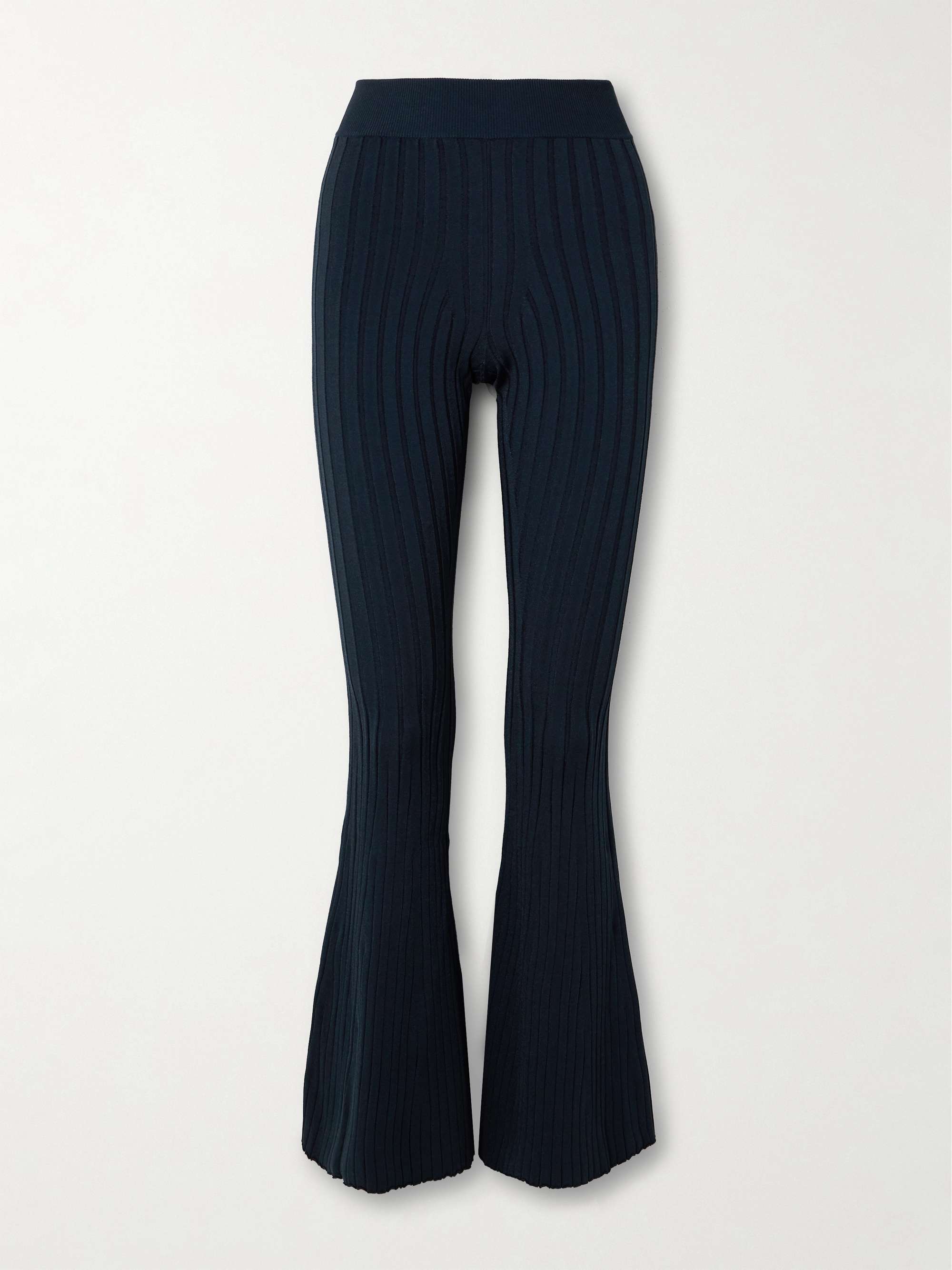 Ribbed-Knit Flared Pants