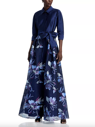 Taffeta Floral Organza Shirt Dress Gown